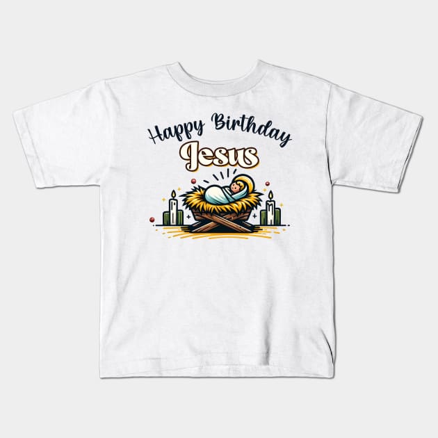 Happy Birthday Jesus Kids T-Shirt by MZeeDesigns